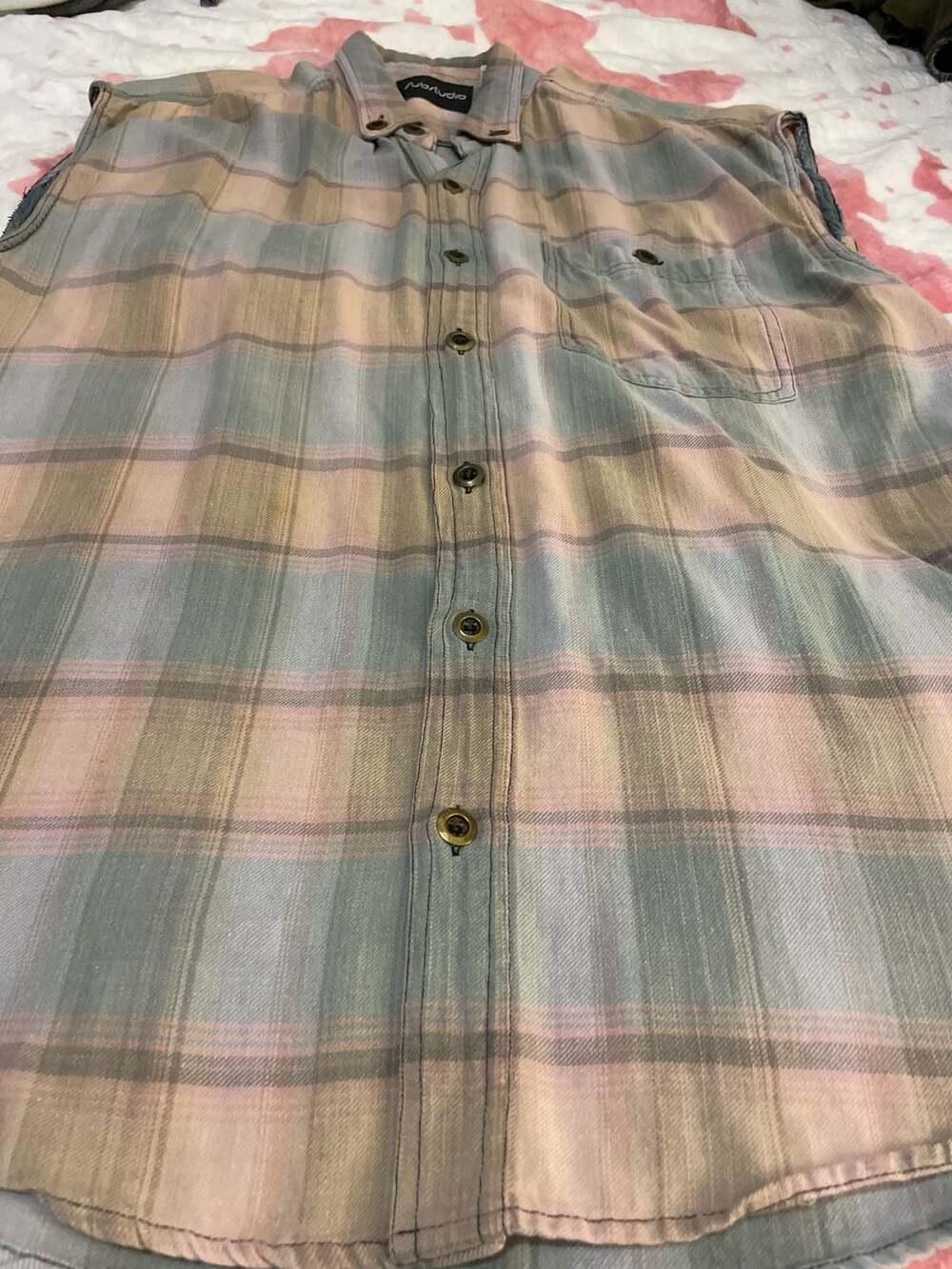 Substudio Sleeveless Plaid Button Down Shirt Size M - Picture 4 of 5